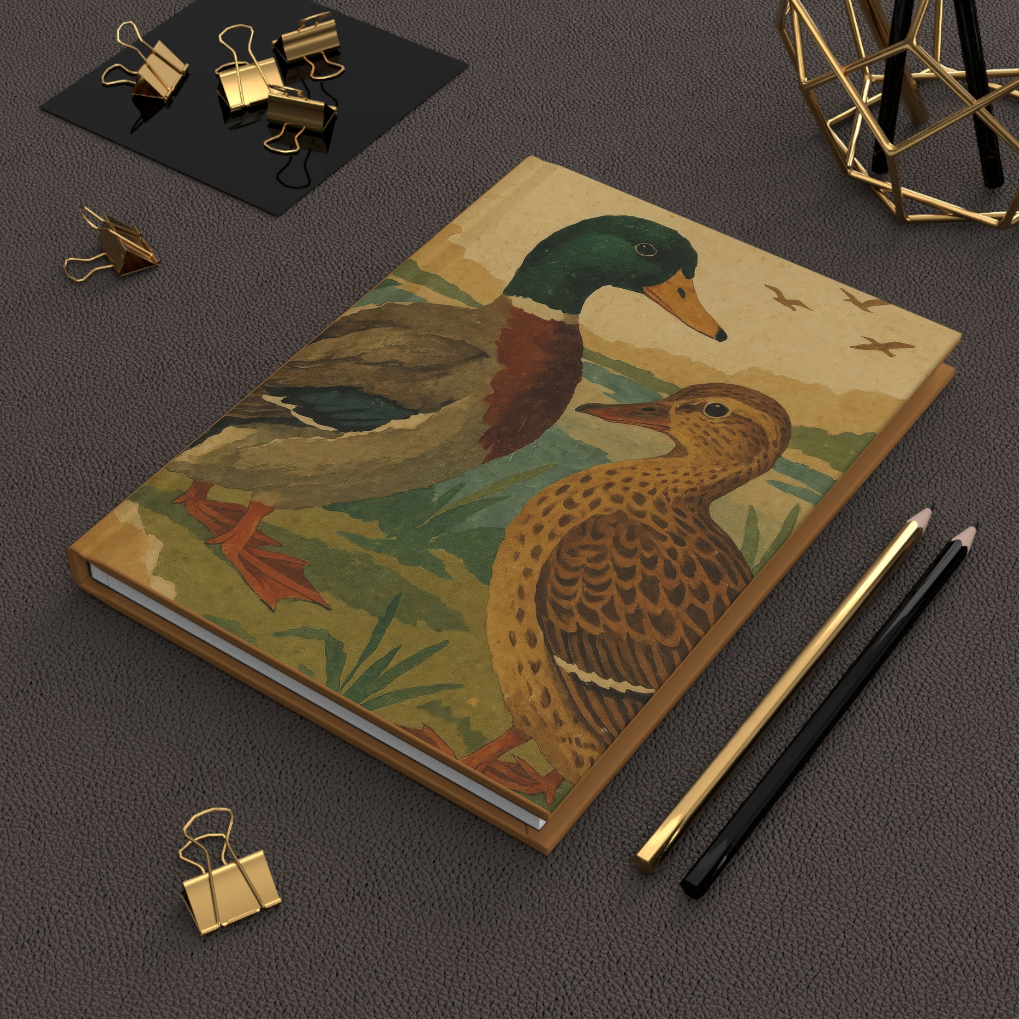 Hardcover Journal Notebook with Duck Illustration Cover