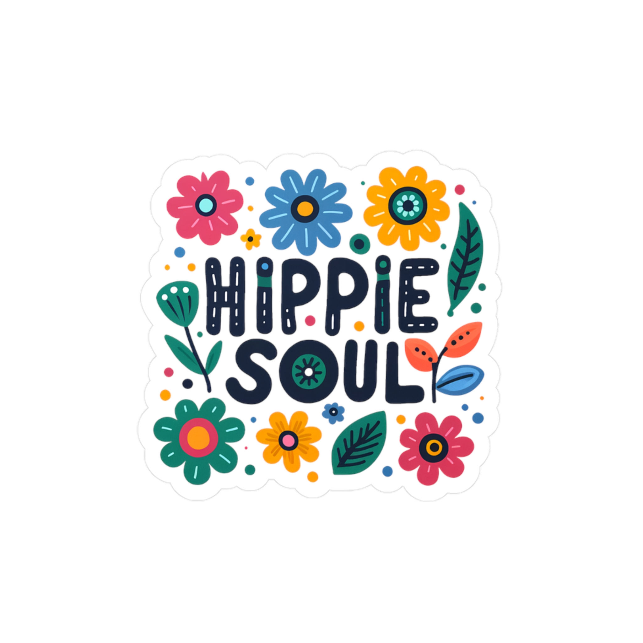 Fun 60s Flower Power "Hippie Soul" Vinyl Decal for Car, Laptop, Water Bottle