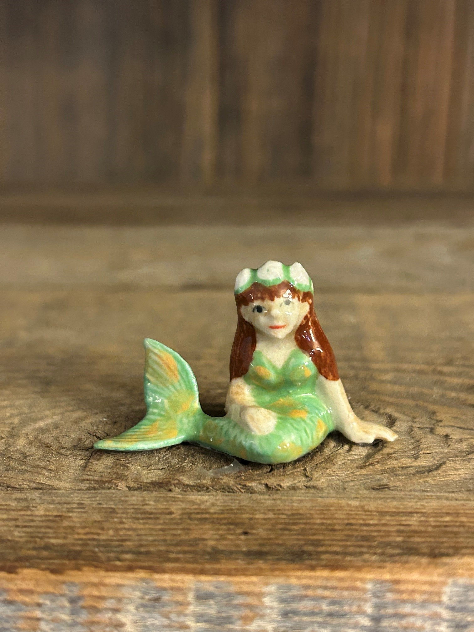 Miniature Porcelain Hand-Painted Mermaid in Green 31999