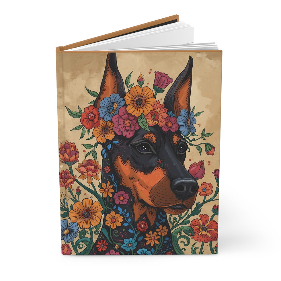 Thumbnail: Hardcover Journal Notebook with Mexican Alebrije-Style Doberman Pinscher Dog Art
