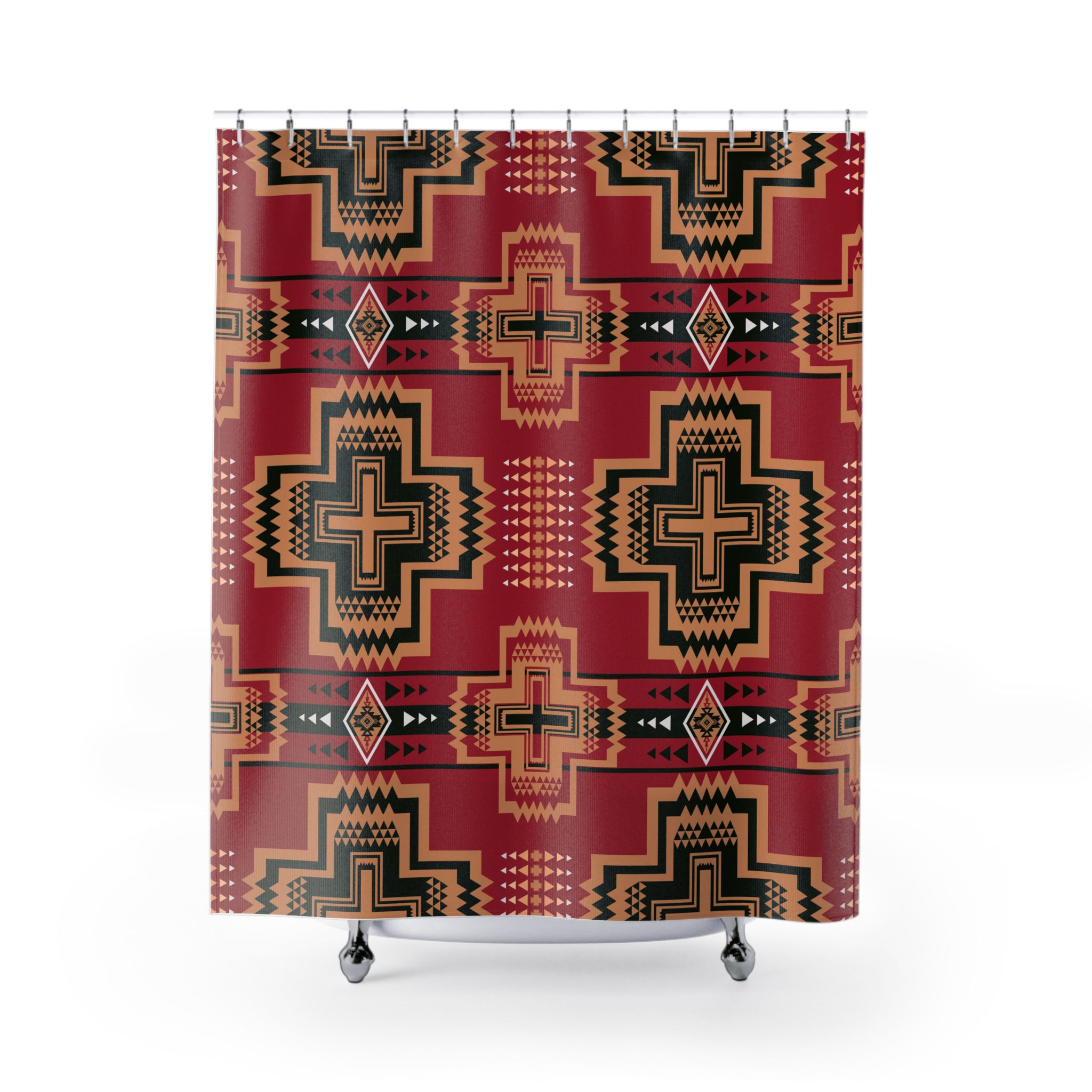 Southwest Style Tribal Design Red Cross Shower Curtain