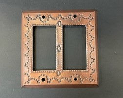 Hand-Stamped Mexican Tin Double Rocker Light Switch Plate Cover – Copper