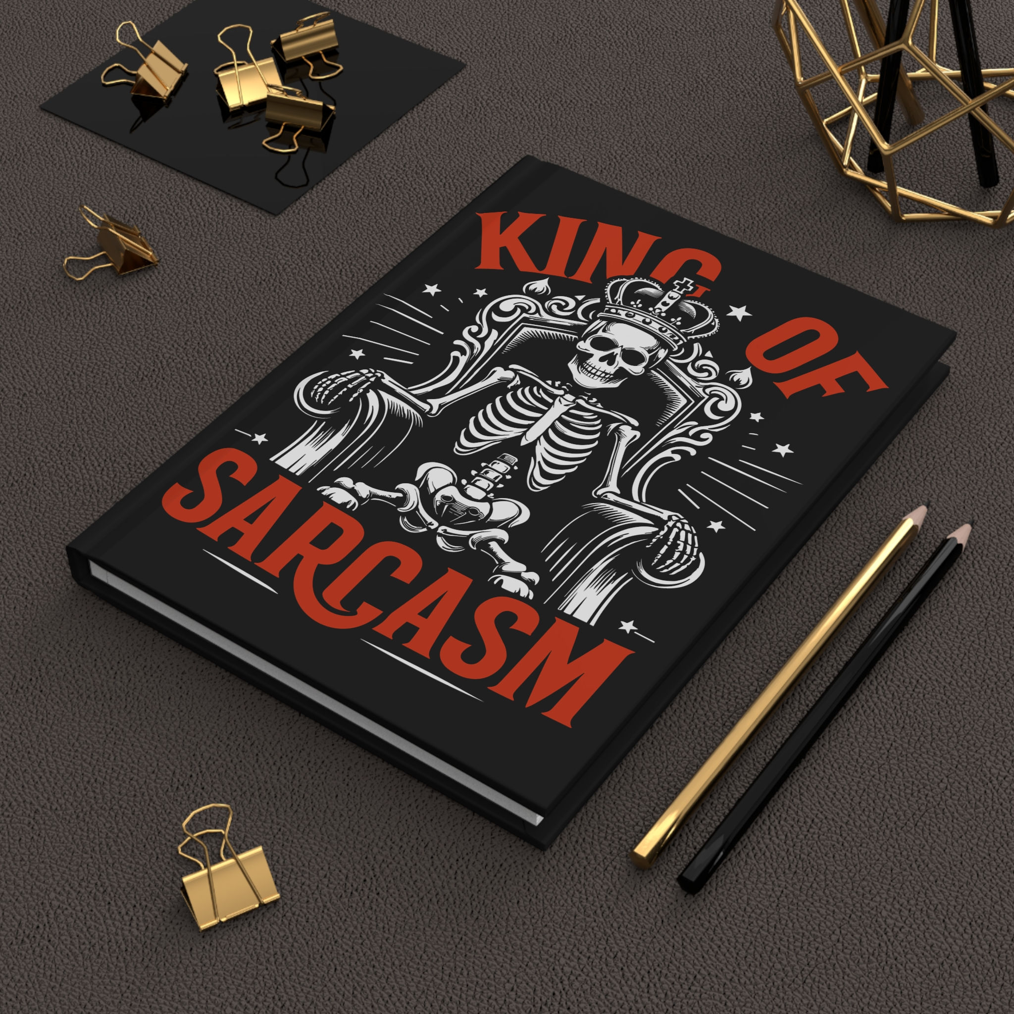 Hardcover Journal Notebook Diary Day of the Dead-Inspired "King of Sarcasm"
