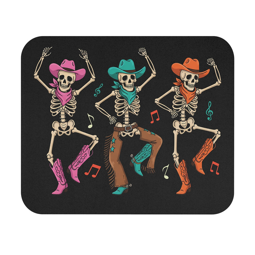 Thumbnail: Fun and Colorful Mouse Pad with Country Line Dancing Skeletons