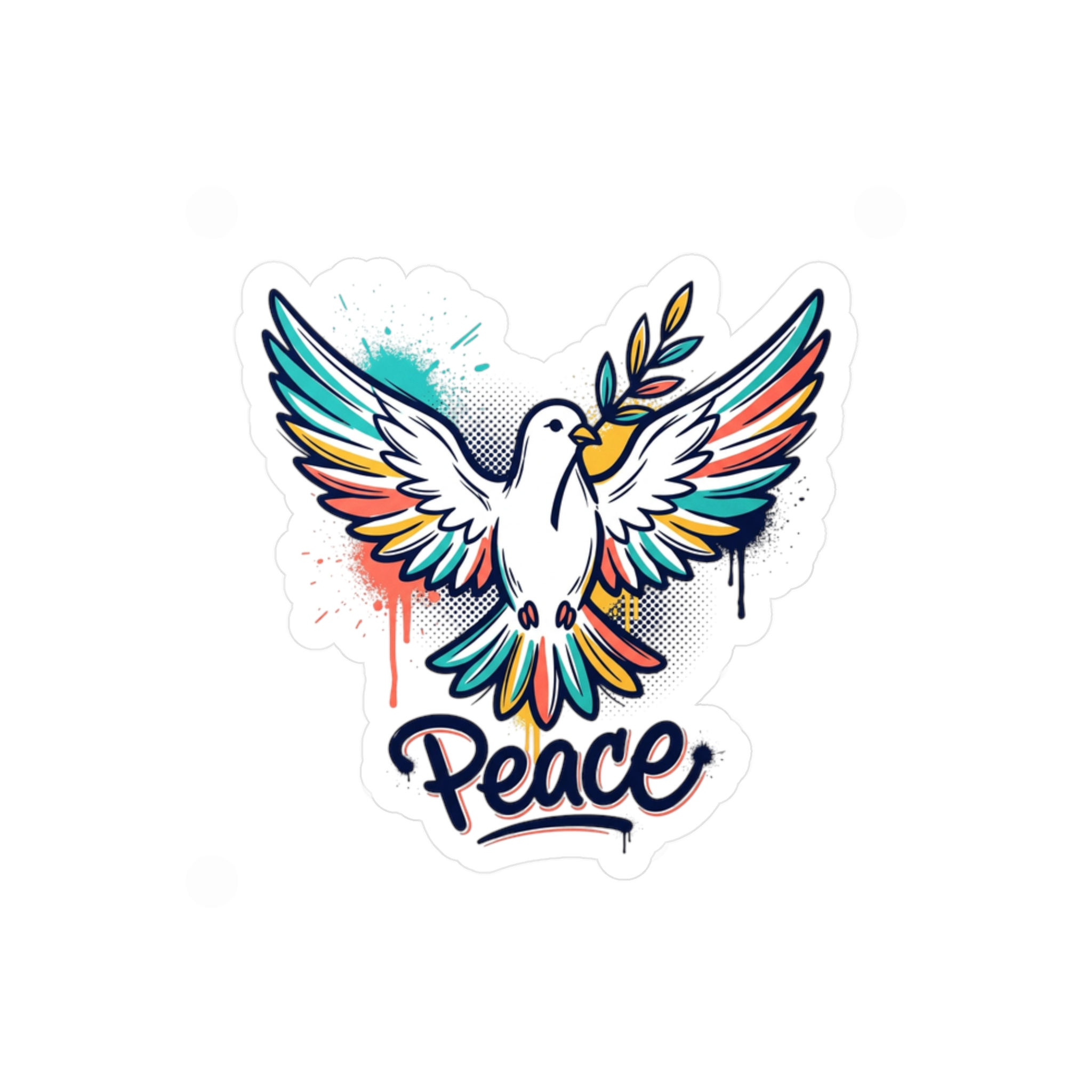 Colorful Graffiti-Style Dove of Peace Vinyl Decal