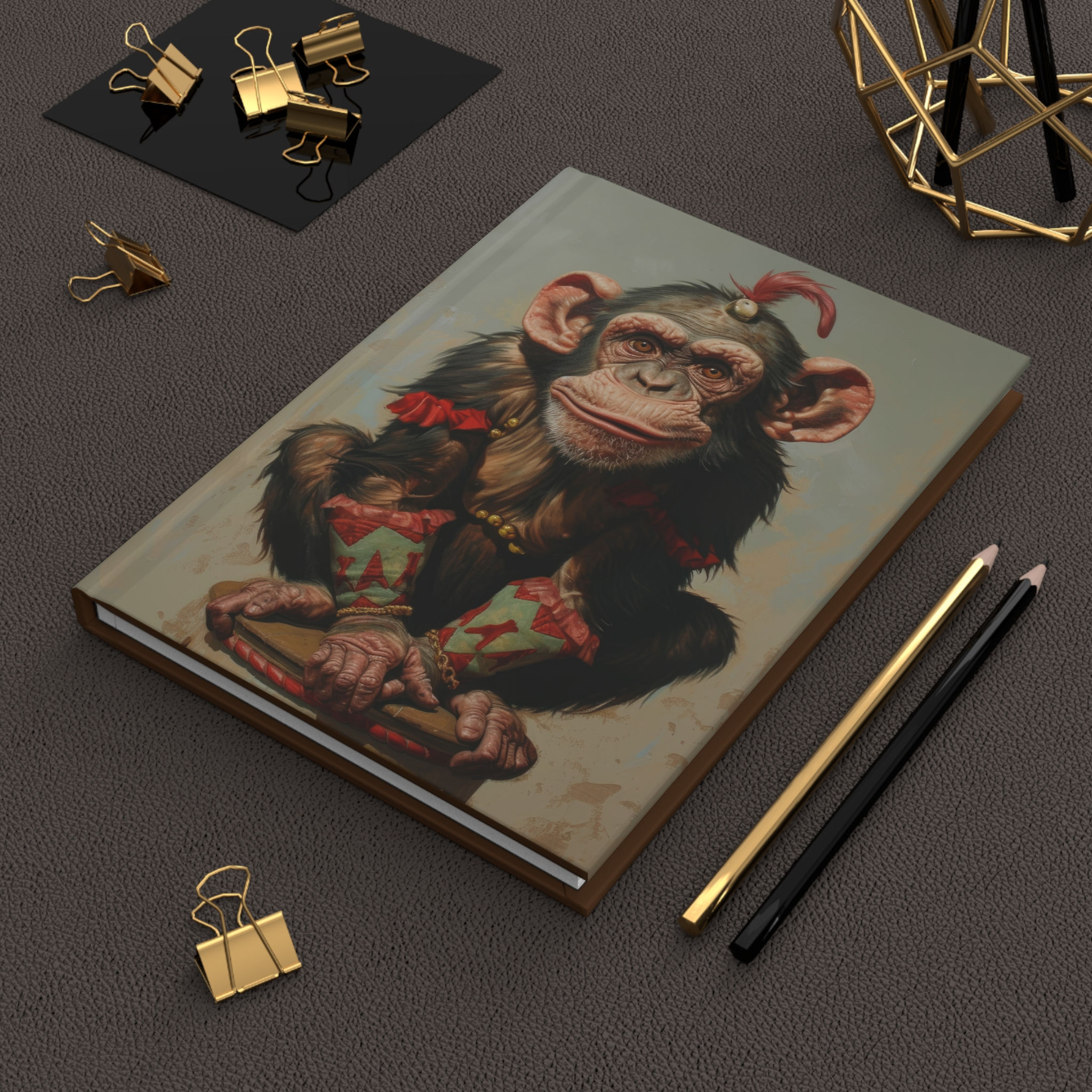 Hardcover Journal Notebook with Circus Monkey Art