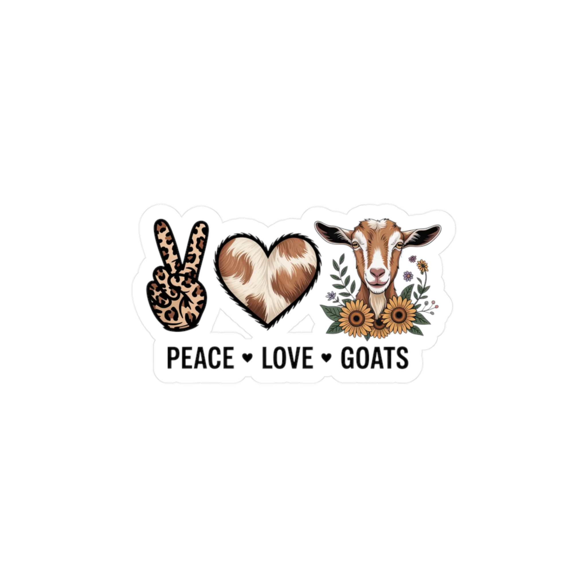 Goat Lover's Vinyl Decal with "Peace, Love, Goats" 