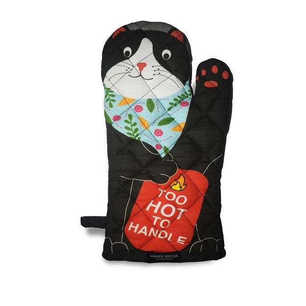 Insulated Oven Mitt with a Tuxedo Cat and “Too Hot to Handle” 31769