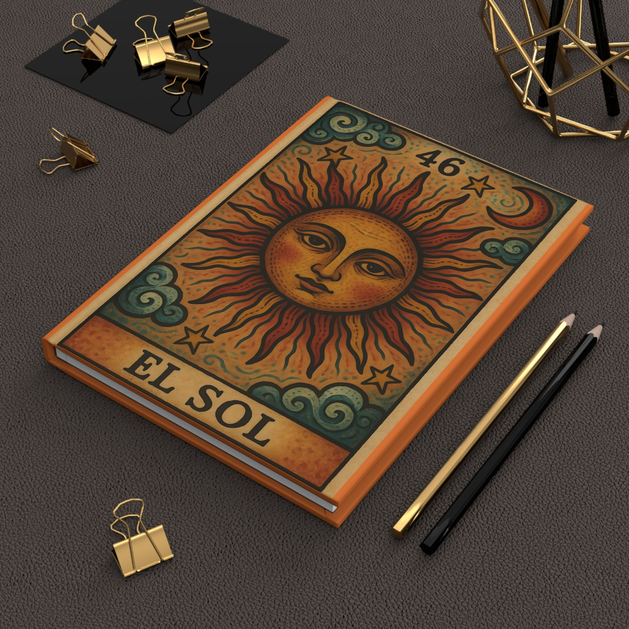 Loteria-Themed Hardcover Journal Notebook with "El Sol" Cover Art