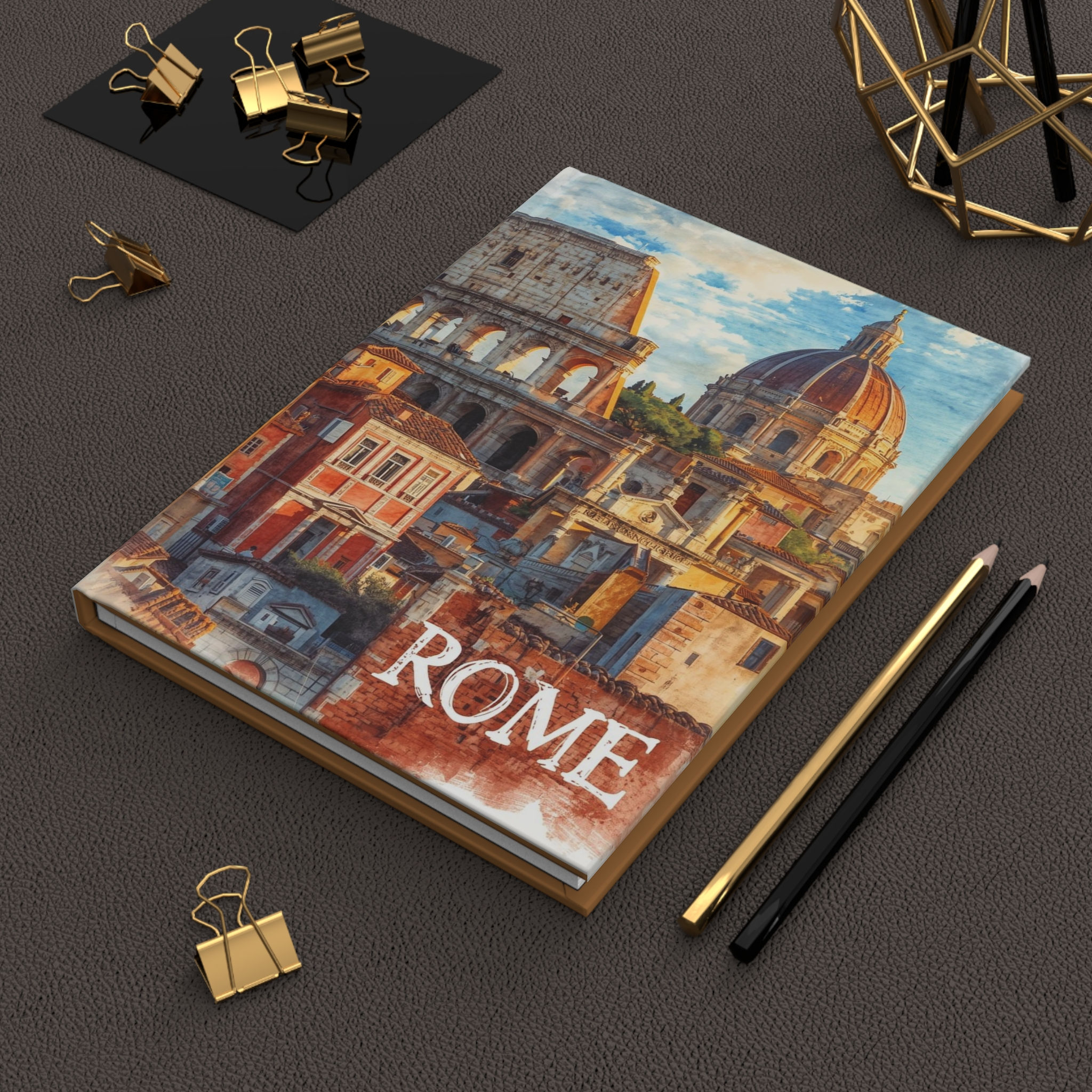 Hardcover Journal Notebook Diary with Rome, Italy Art