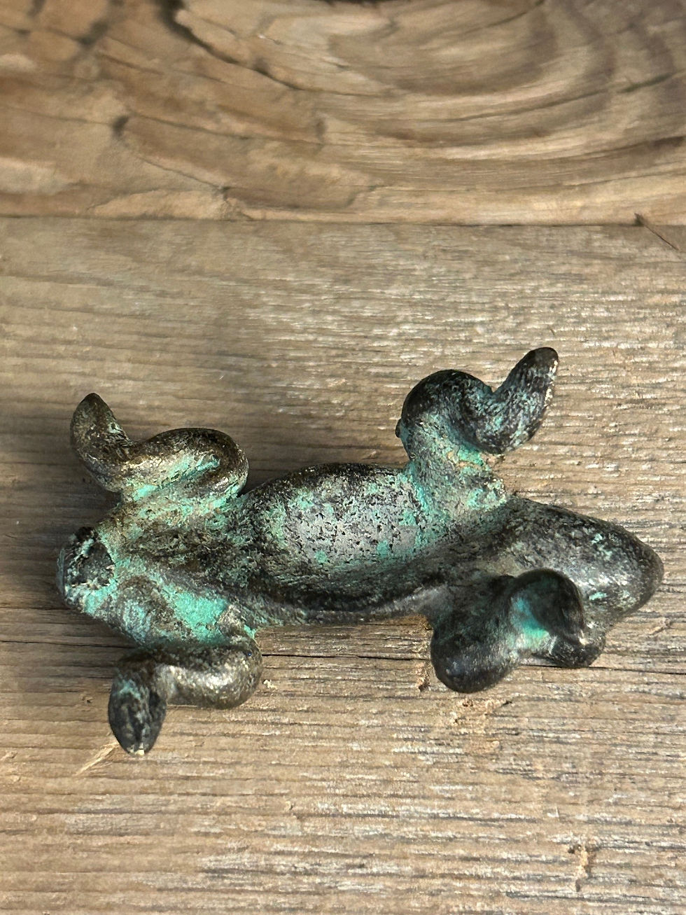 Thumbnail: Vintage Ghana Lost Wax Cast Bronze “Gold Weight” Frog Figure 30739