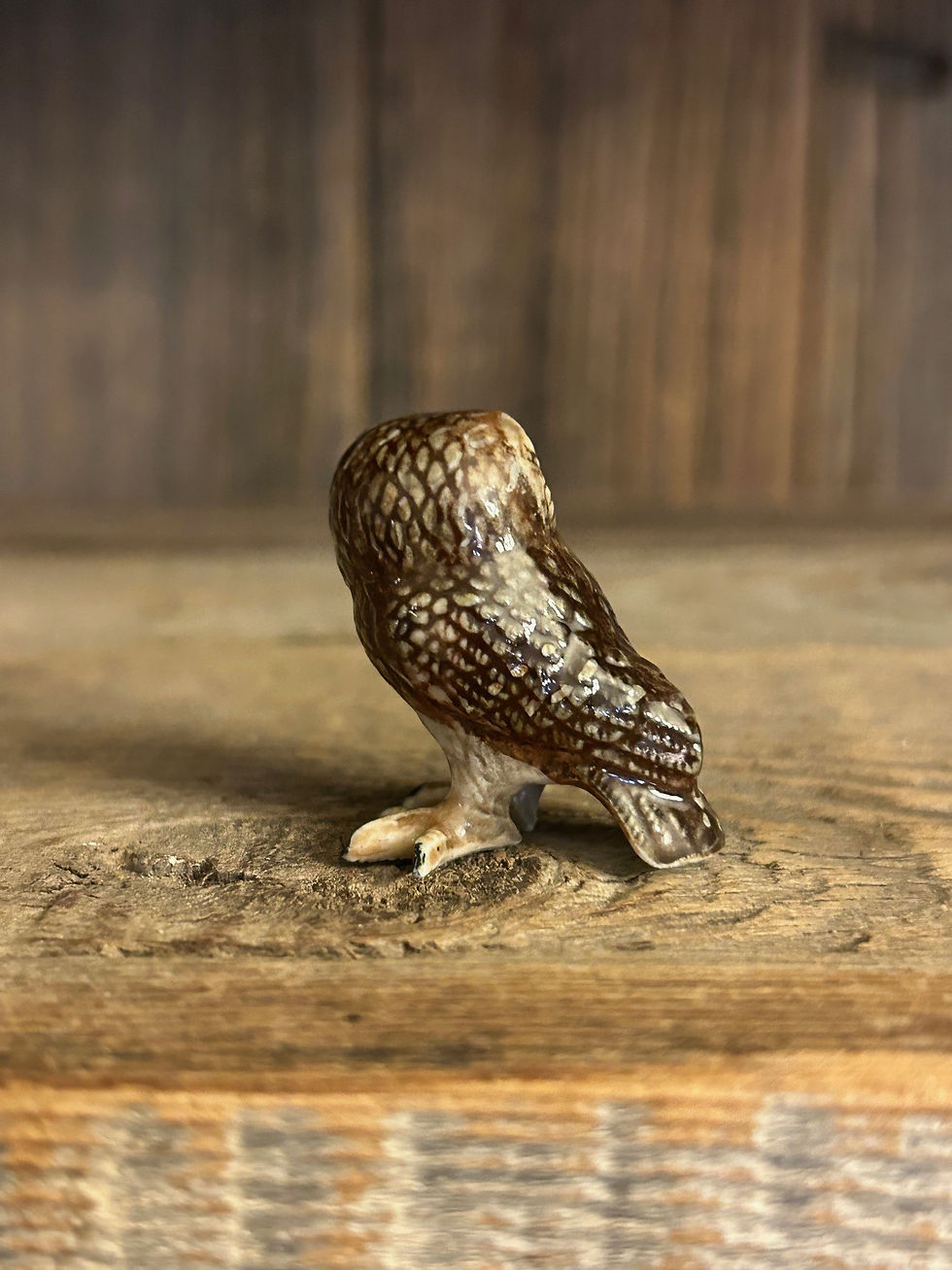 Thumbnail: Miniature Hand-Painted Porcelain Saw-Whet Owl for Dollhouse, Diorama, Game Piece