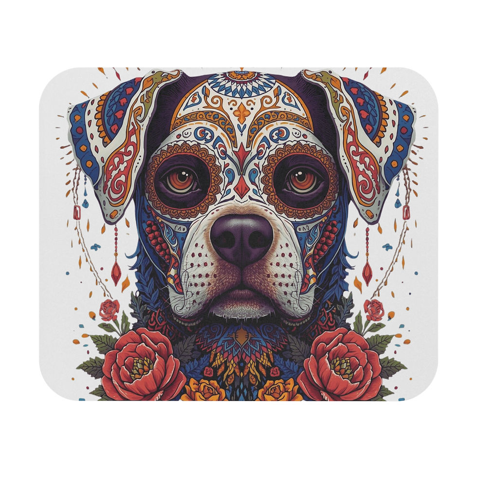 Thumbnail: Colorful Pit Bull-Themed Mouse Pad with Alebrije-Style Art