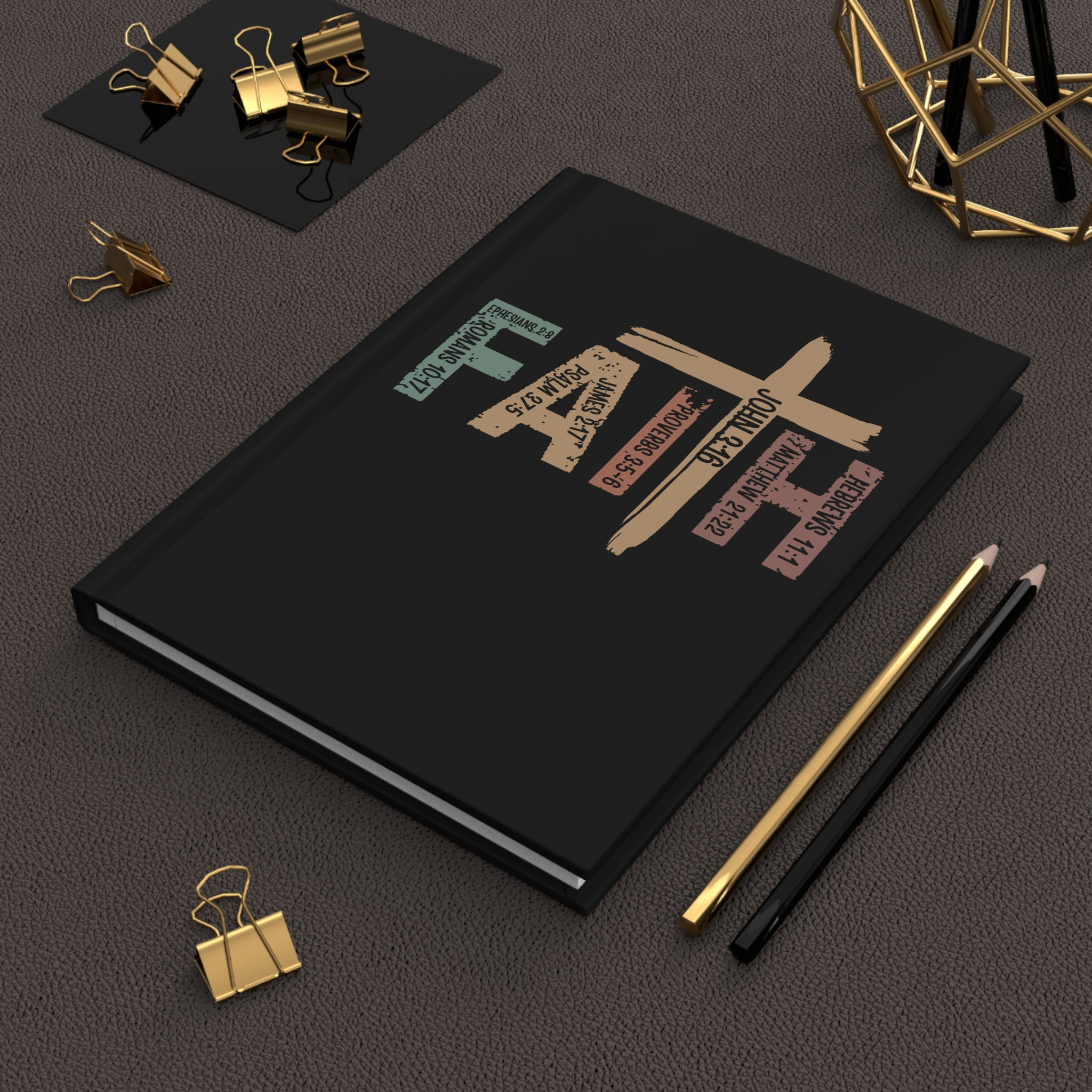 Hardcover Journal Notebook with "Faith" Proverbs and Psalms