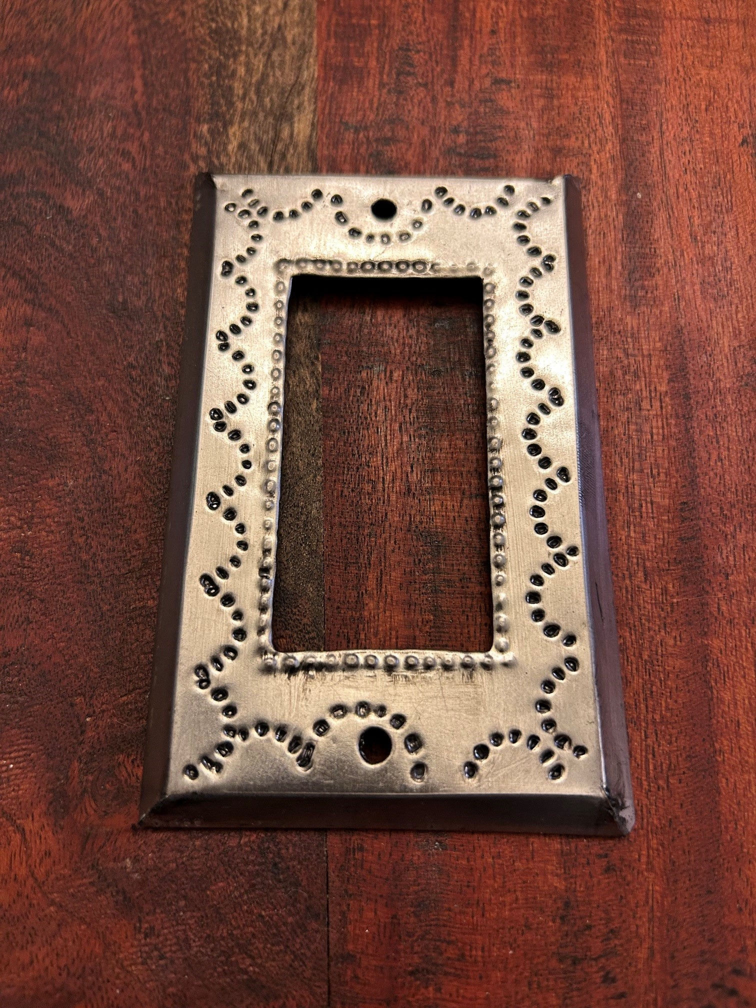 Stamped Tin Single Rocker Light Cover in Antique Silver 31754