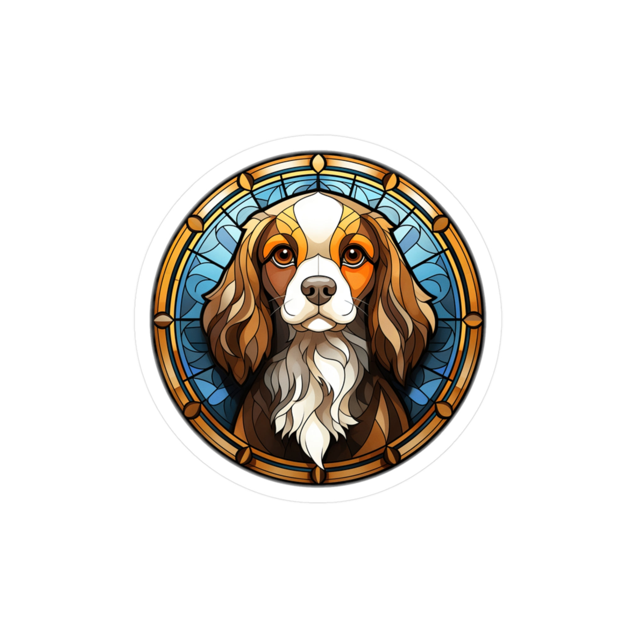 Colorful Stained Glass-Look King Charles Spaniel Dog Vinyl Decal