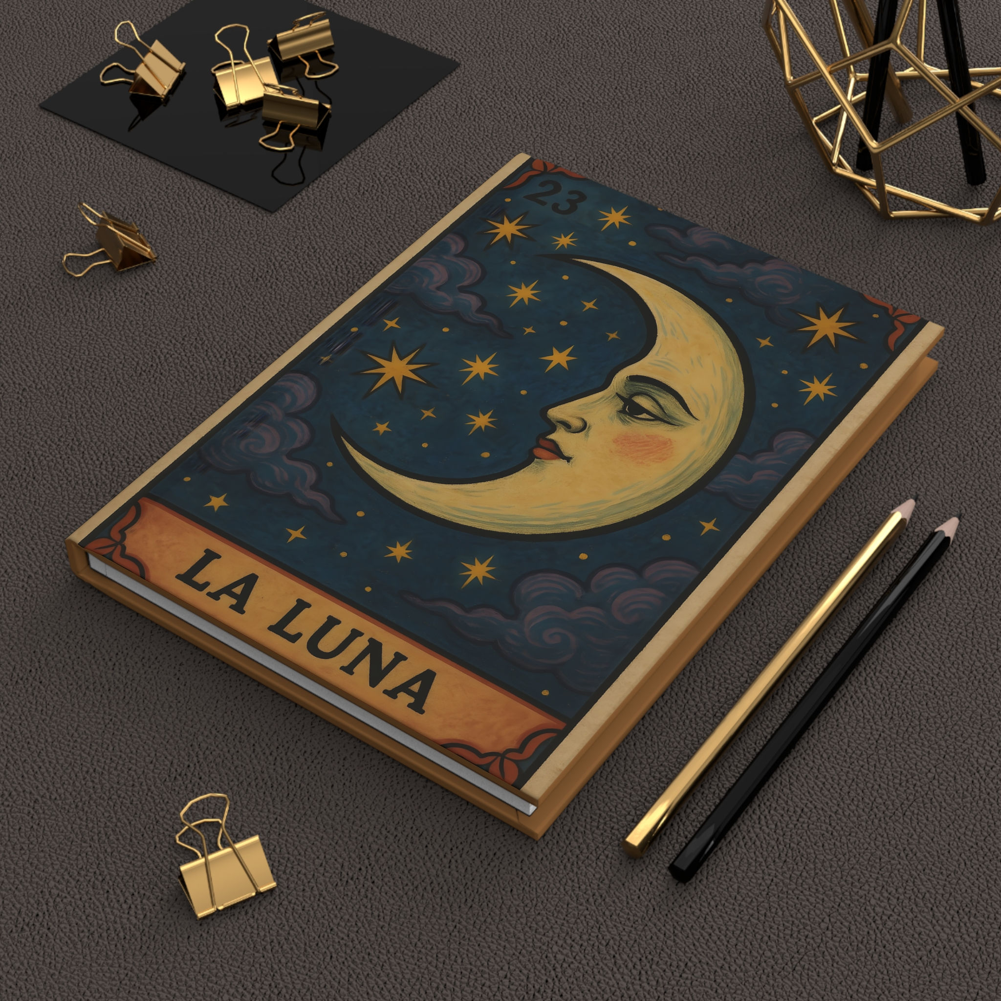 Hardcover Journal Notebook Diary with Loteria "La Luna" Art Cover