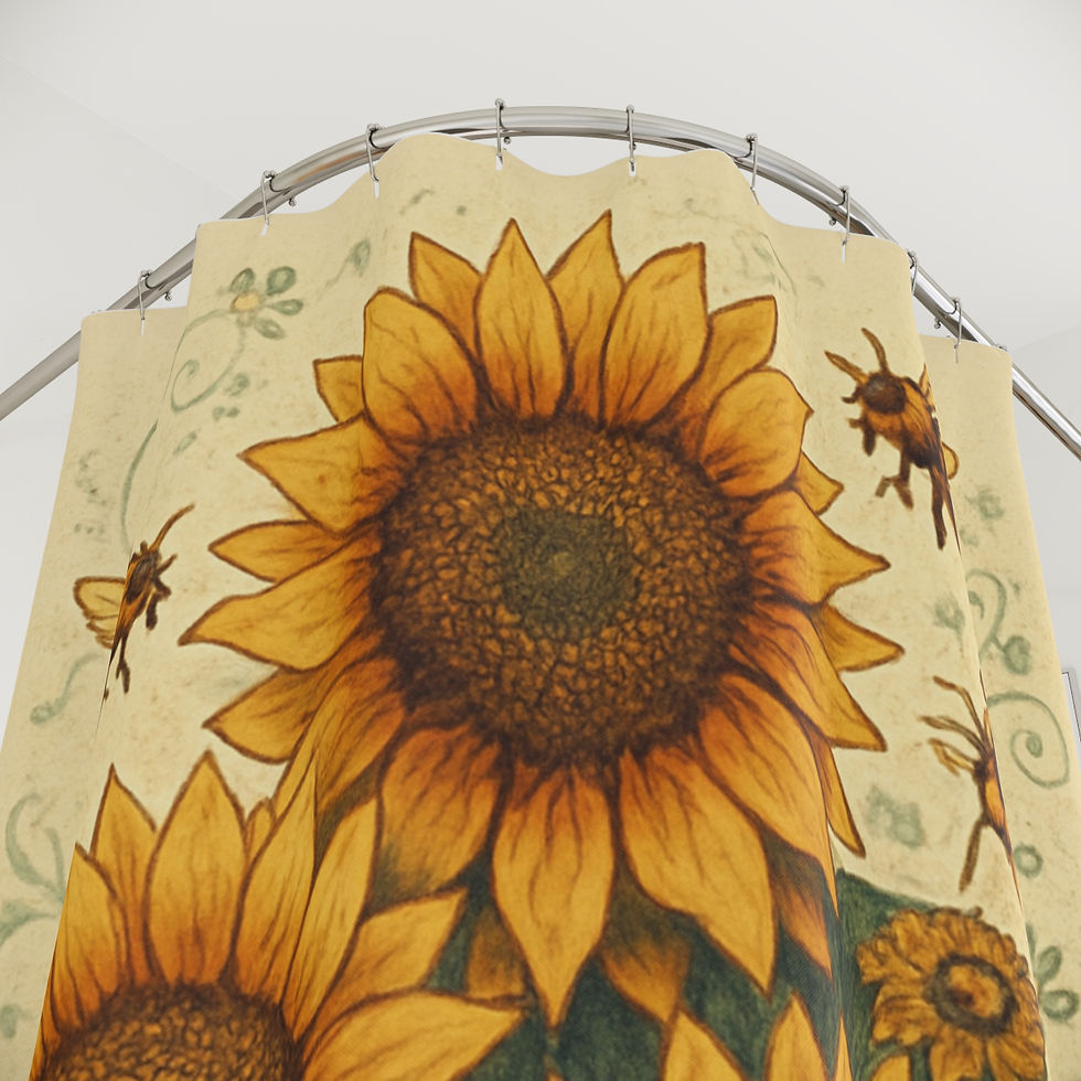 Thumbnail: Shower Curtain with Sunflowers and Bees