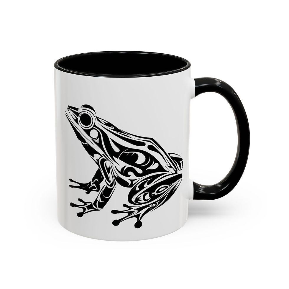 Thumbnail: Haida-Inspired Pacific Northwest Tribal Totem Frog 11 Ounce Ceramic Coffee Mug 