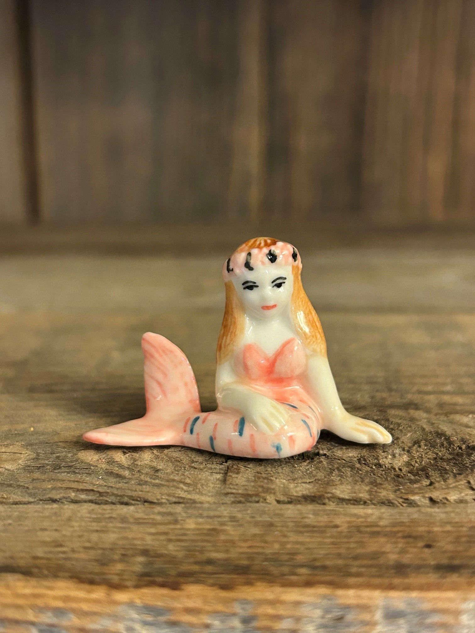 Miniature Porcelain Hand-Painted Mermaid in Pink 31998