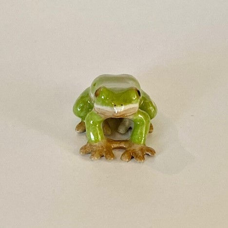 Thumbnail: Hand-Painted Miniature Green Pond Frog Porcelain Figurine – 25028