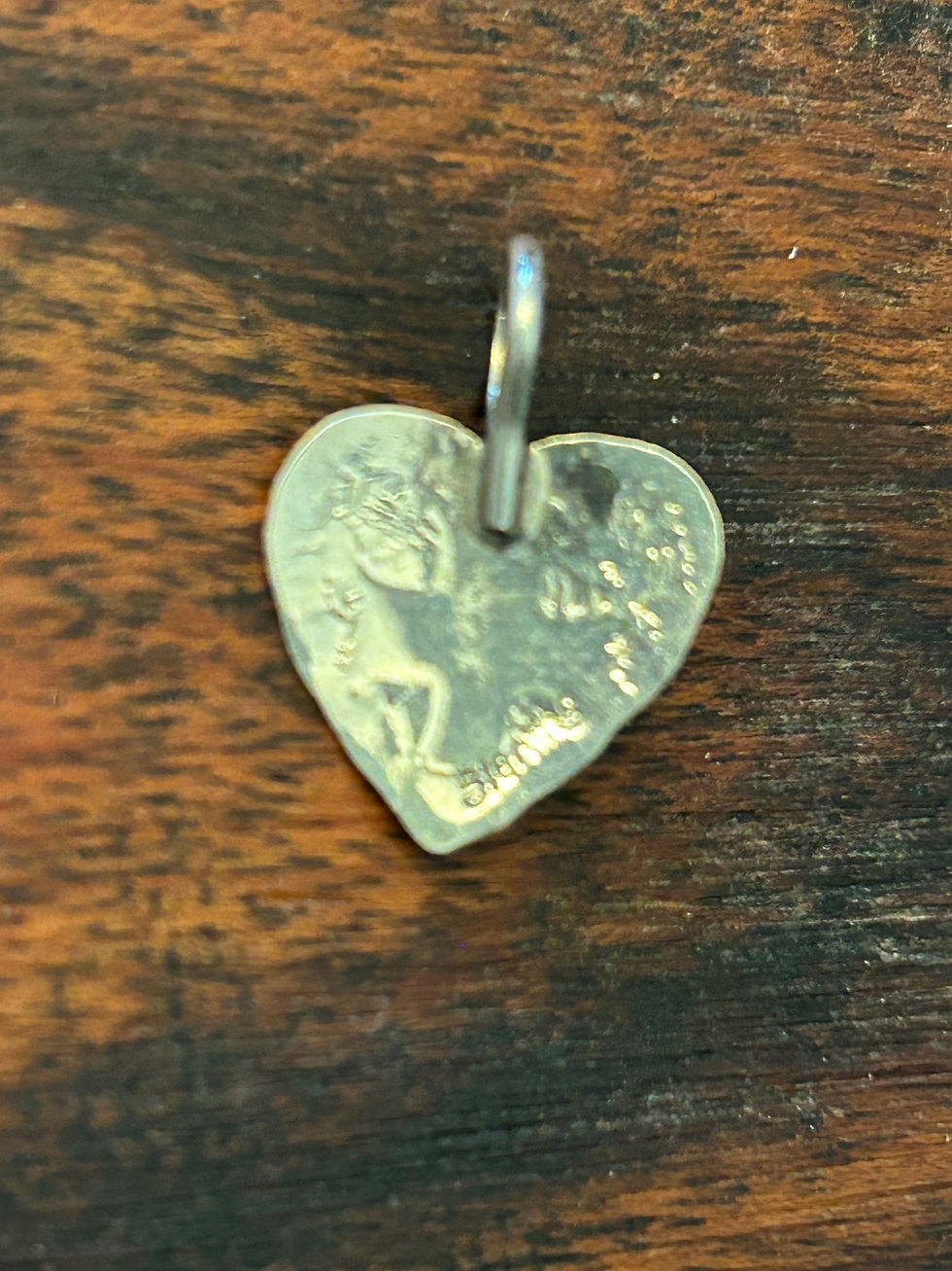 Thumbnail: Navajo-Crafted Heart Earring/Pendant Set in Sterling Silver with Tiny Turquoise 