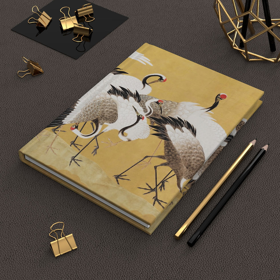 Thumbnail: Hardcover Journal Notebook Diary with Japanese Cranes