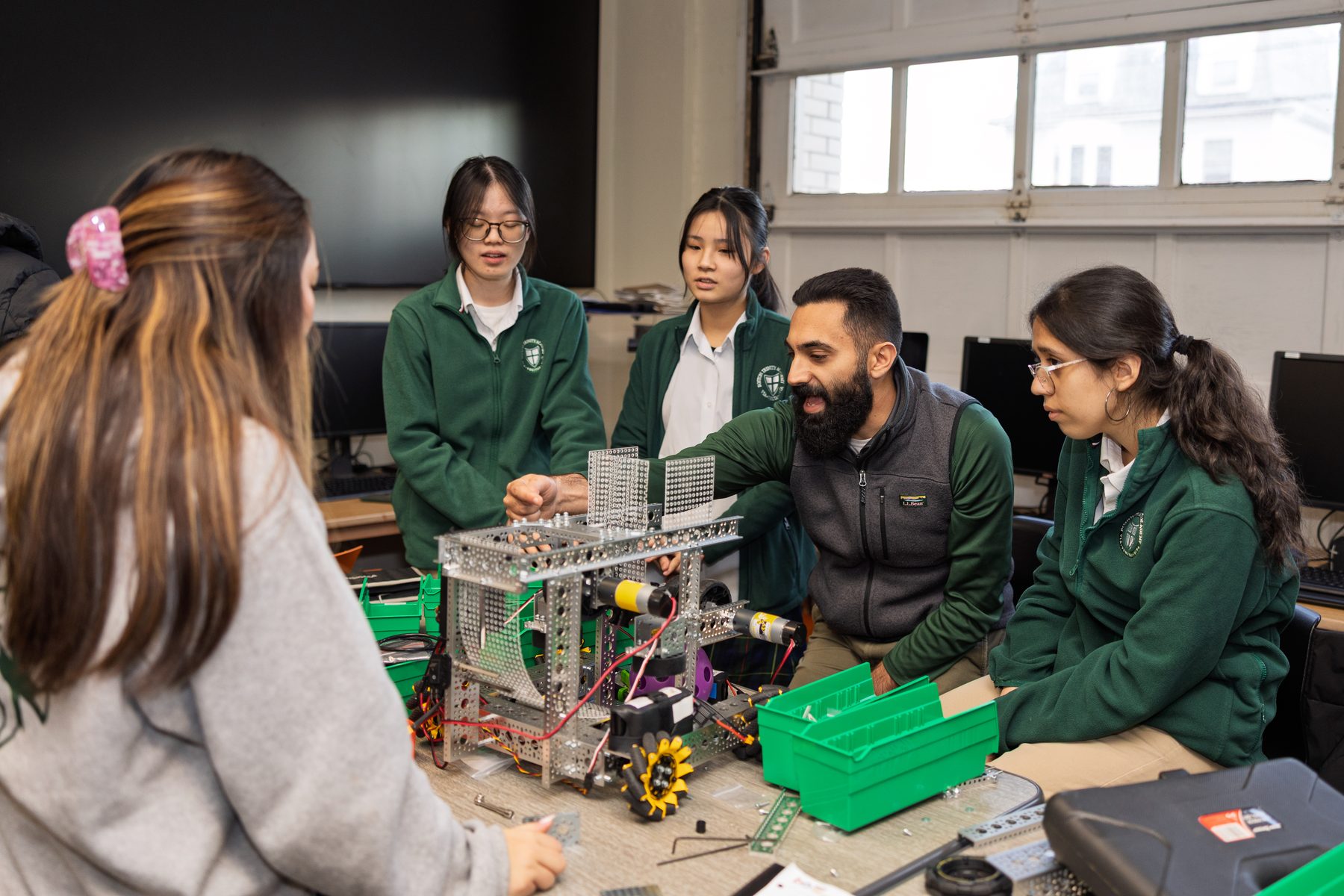 BTA Robotics students working together in the lab