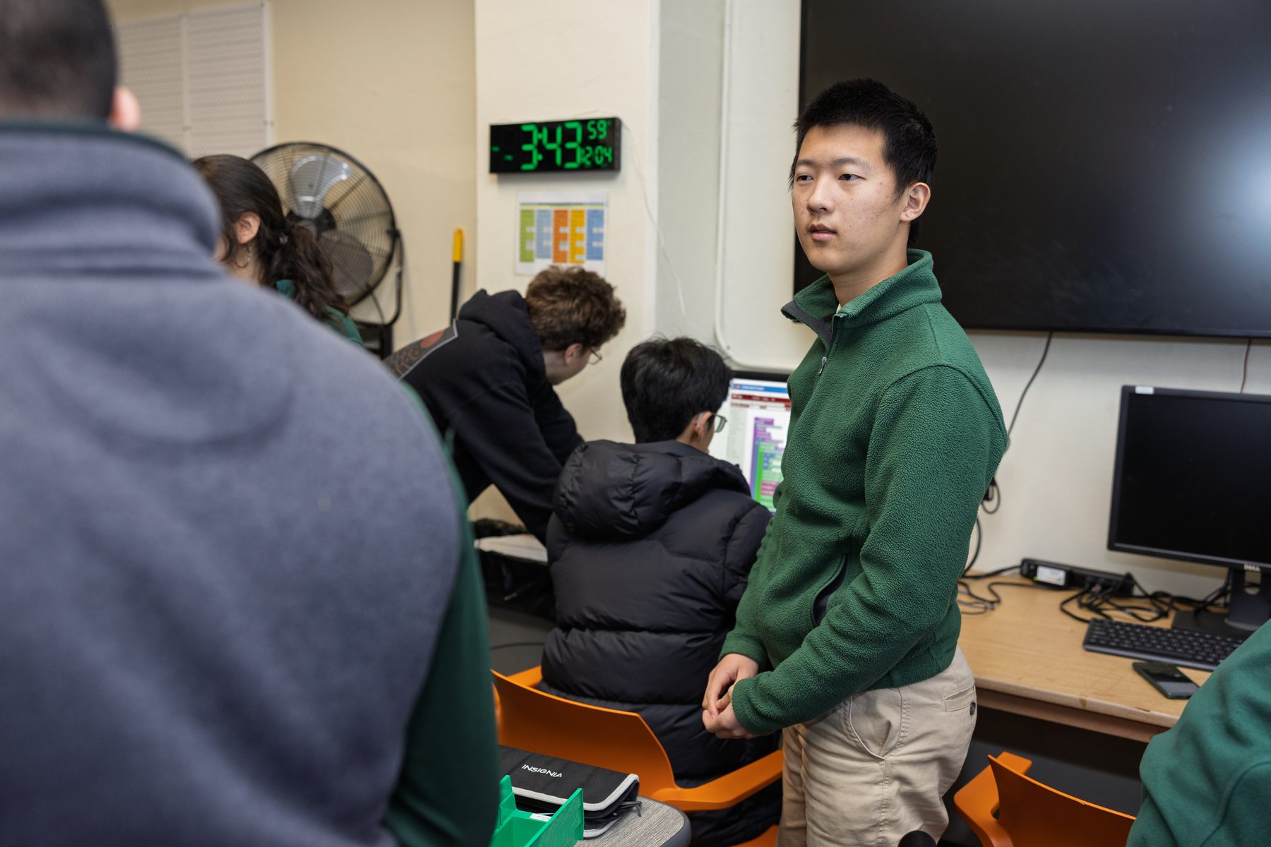 Students programming the robot