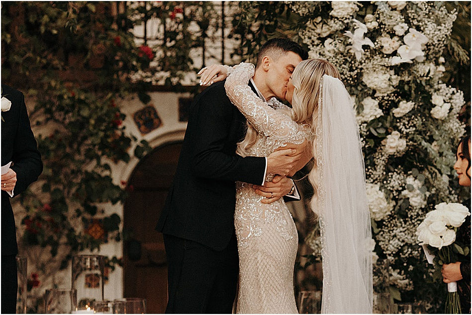 Bride and Groom First Kiss