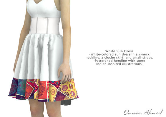 Clo 3D designer, dress designer, omnia ahmed, fahion designer, sun dress by clo 3d, dress by clo 3d