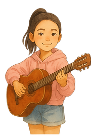Young student practicing guitar at CalMuse Foundation music program