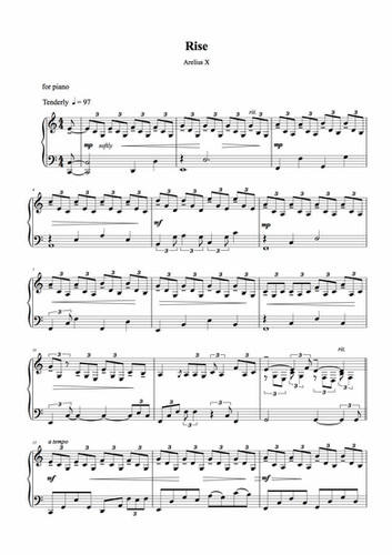 Rise Piano Solo Sheet Music Arelius