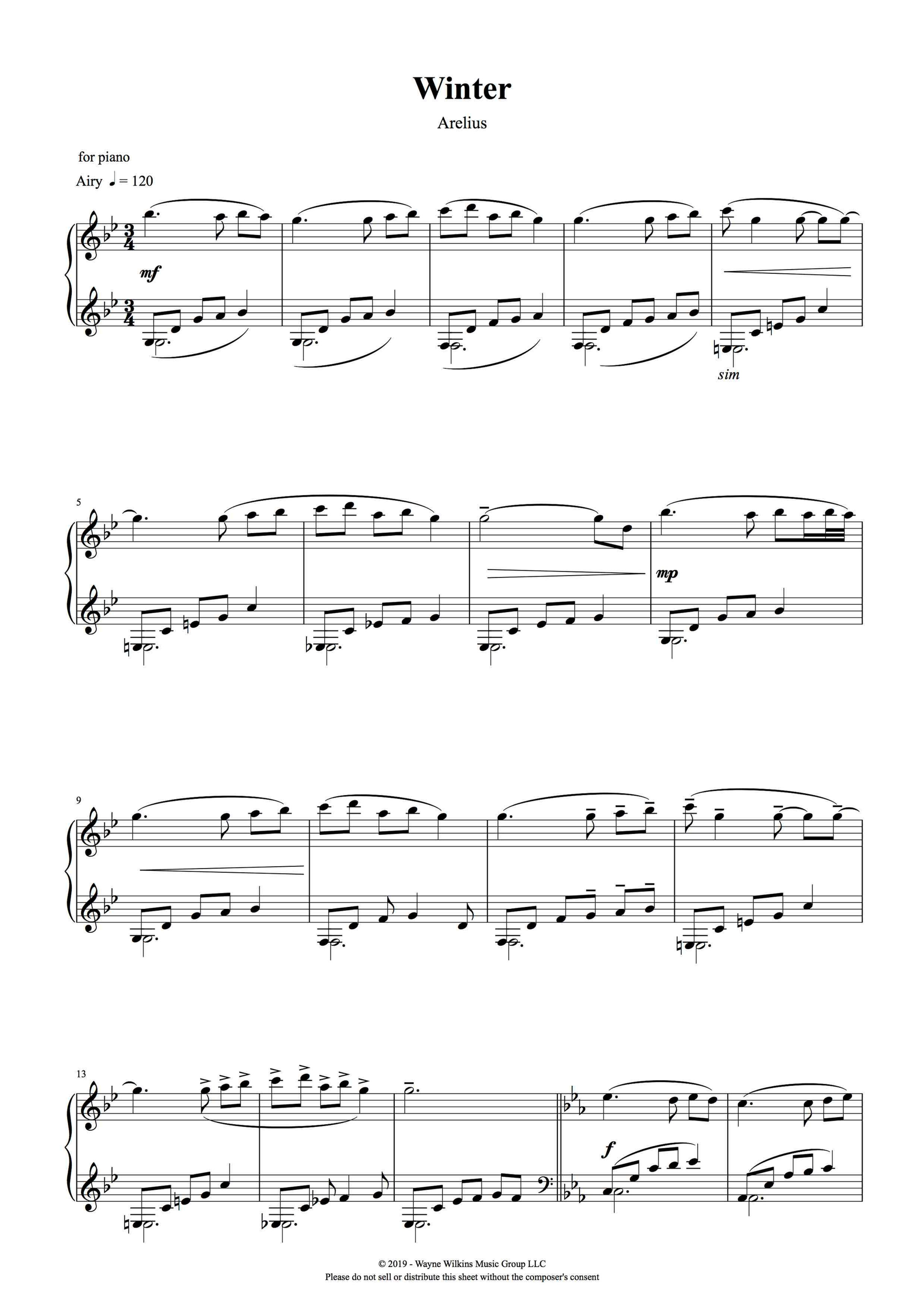 Winter - Arelius Piano Solo