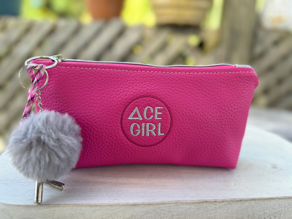 Sol ACEGIRL Hot Pink & silver vegan leather clutch with Pom Pom