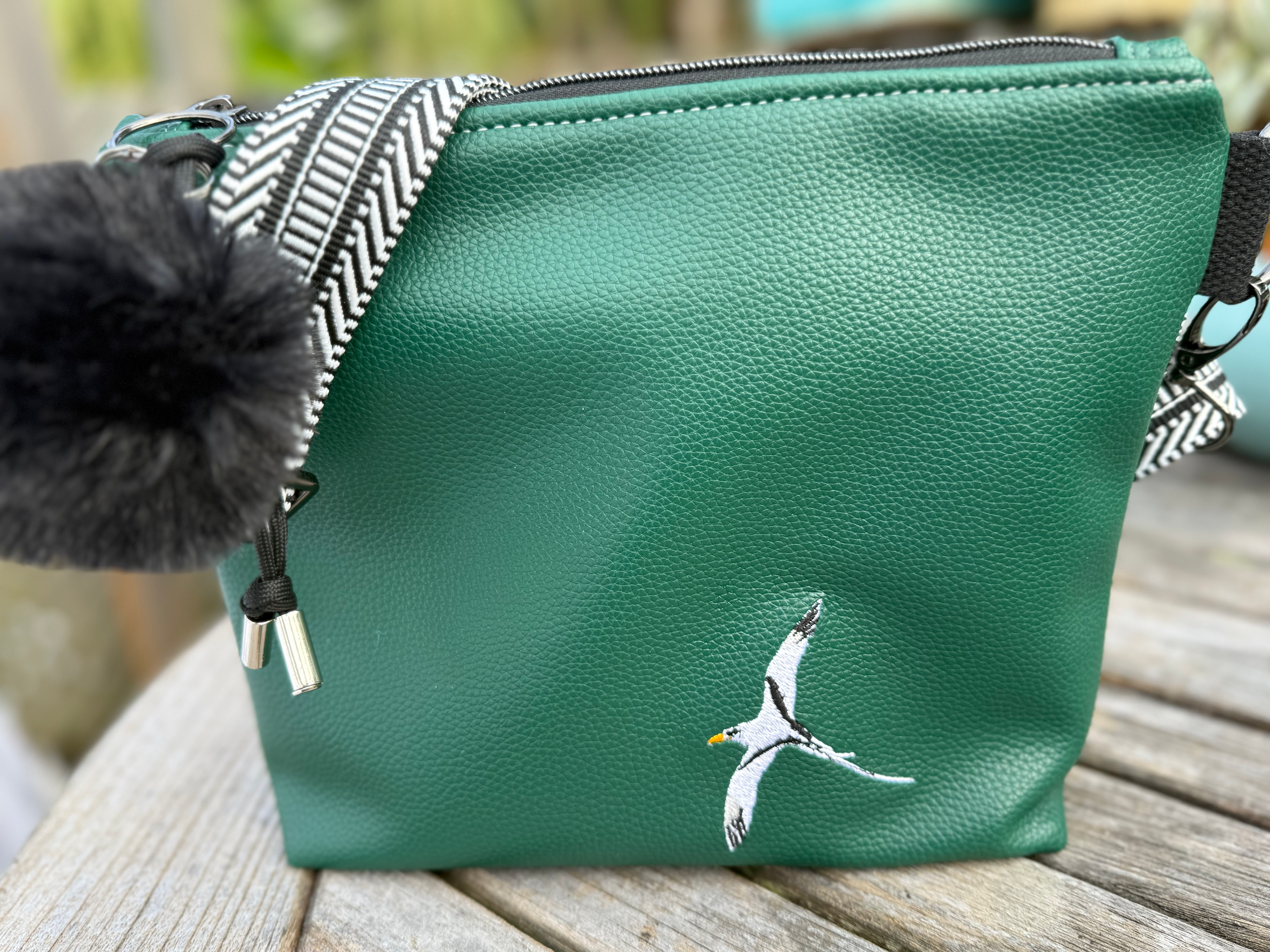 Calypso  hunter green   Longtail & Bermuda map   imported vegan leather