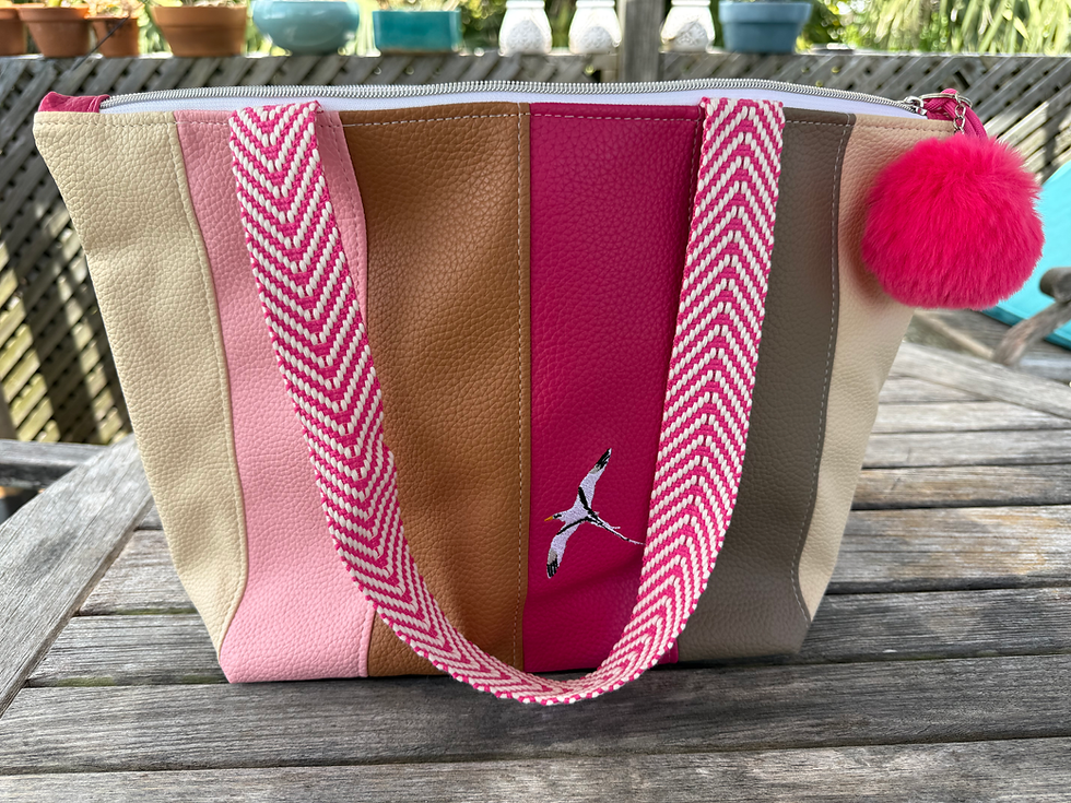 Pink & earth tones Panel tote