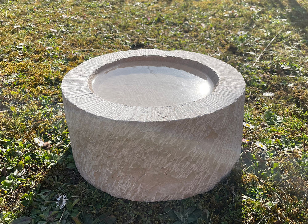 Vogelbad rund, Handwerk Kalkstein