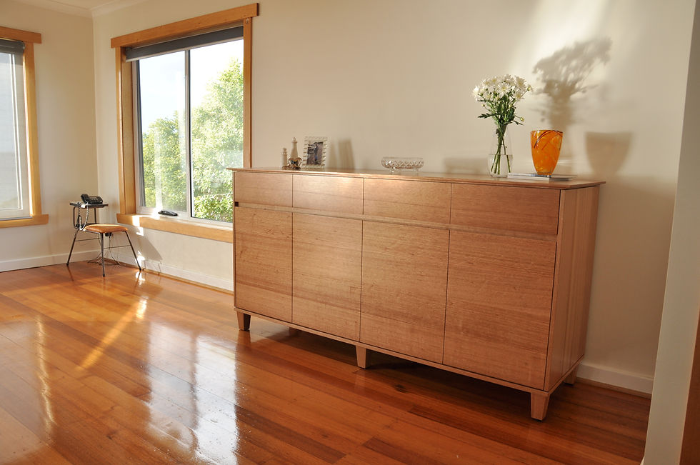 Custom Furniture - Rockwood Furniture Design - Tasmanian Oak 4 door, 4 drawer modern custom designed sideboard.