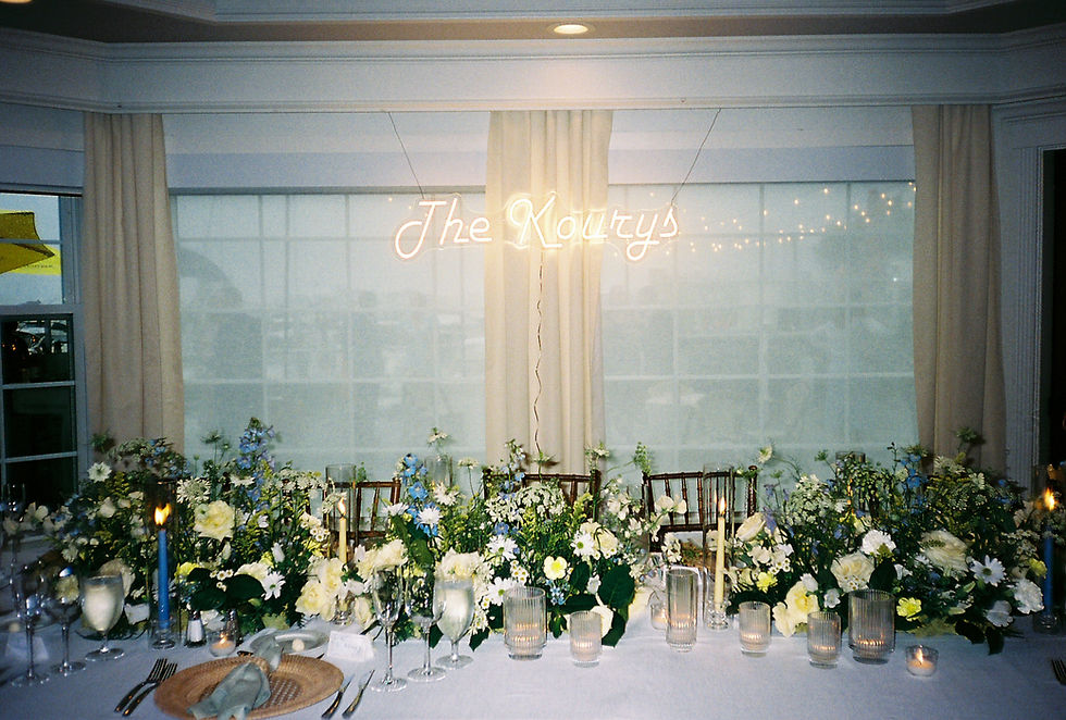 The combo of soft yellow, lime, and pale blue was so fresh and unique it complemented the coastal setting perfectly. 