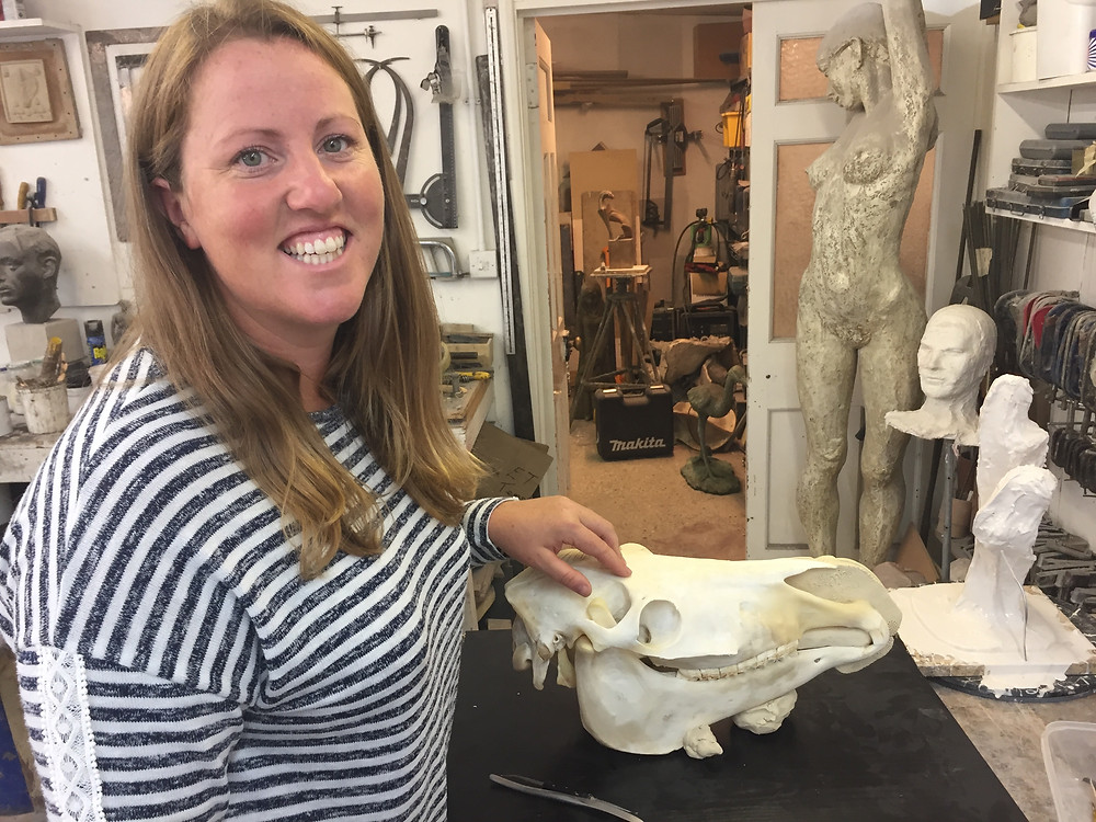 Gillian Higgins in the process of making Poseidon