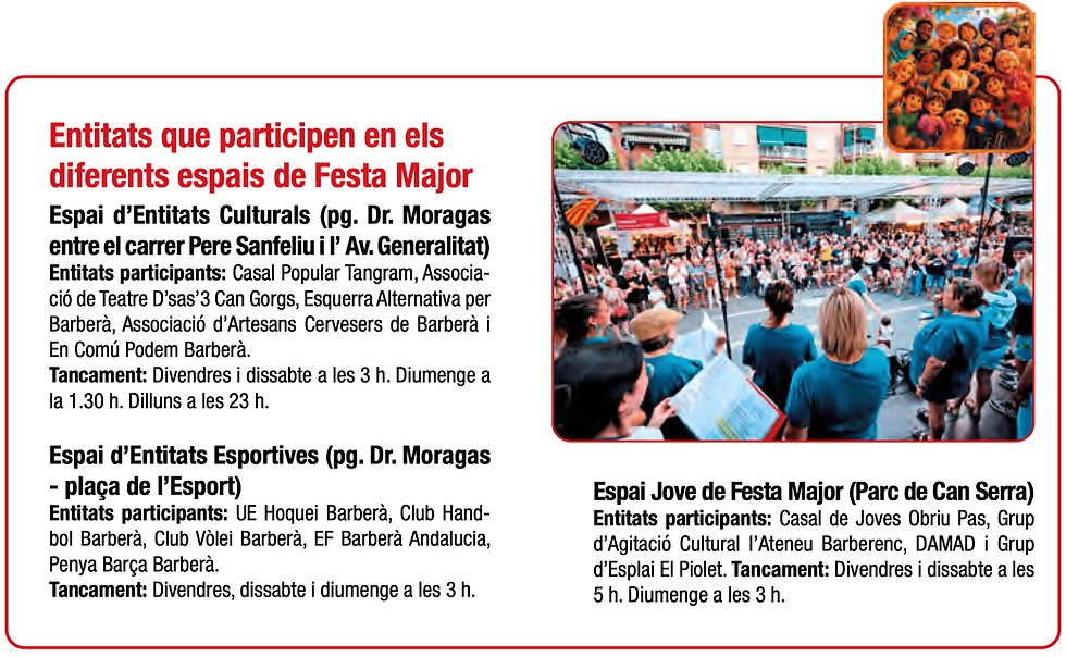 EAB-CUP y En Común Podem como "entidades culturales" de la Fiesta Mayor de Barbará. Ig: Ay. Barbará