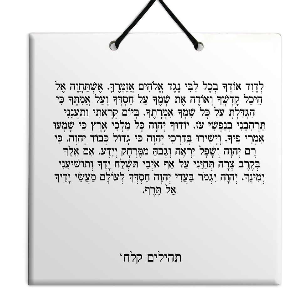 תמונה ממוזערת: פרקי תהילים - על לוח עץ/קרמיה איכותי לבחירה פרקים קלא' - קמ