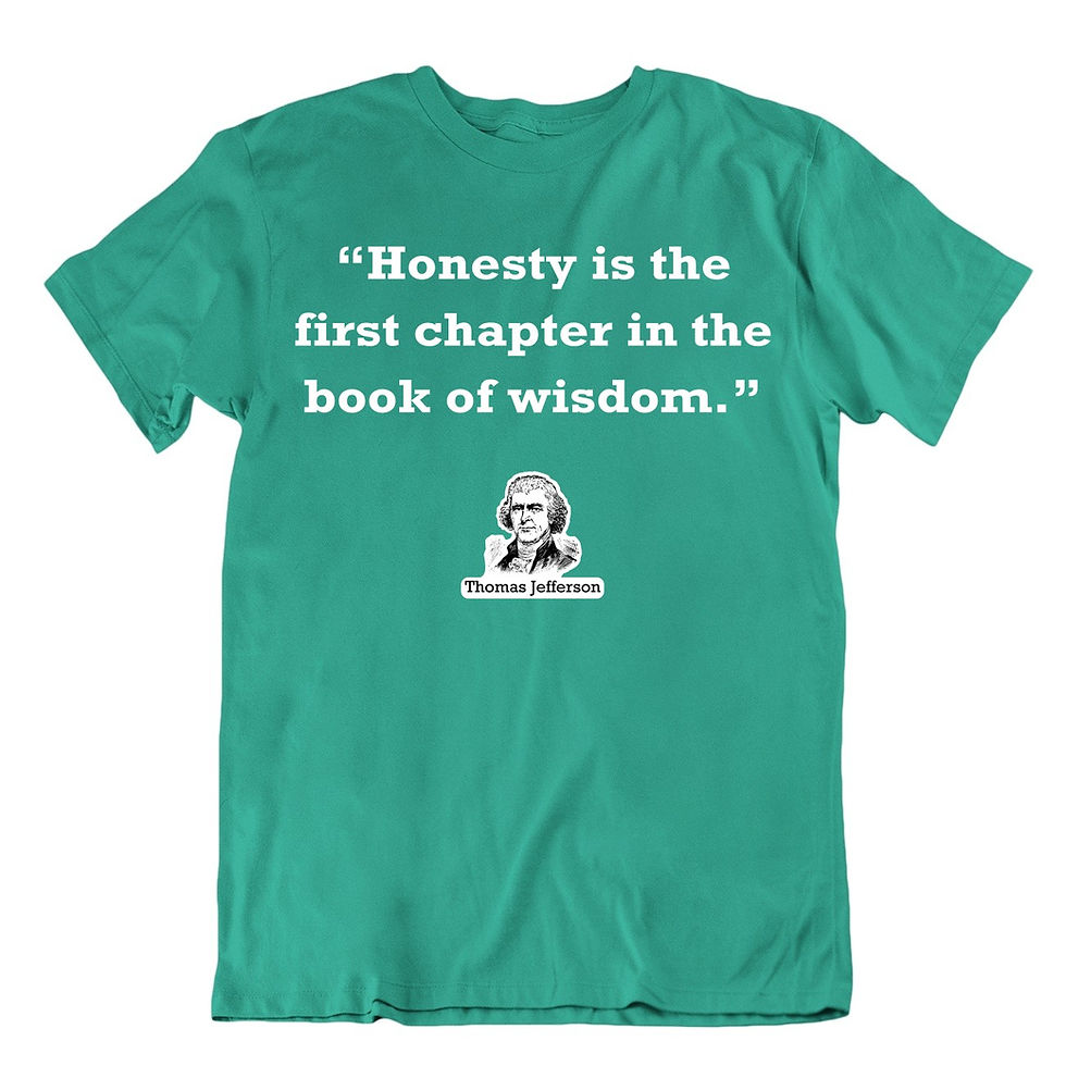 תמונה ממוזערת: ציטוט  Jefferson- כנות ויושר הם הפרק הראשון בחוכמה ובינה