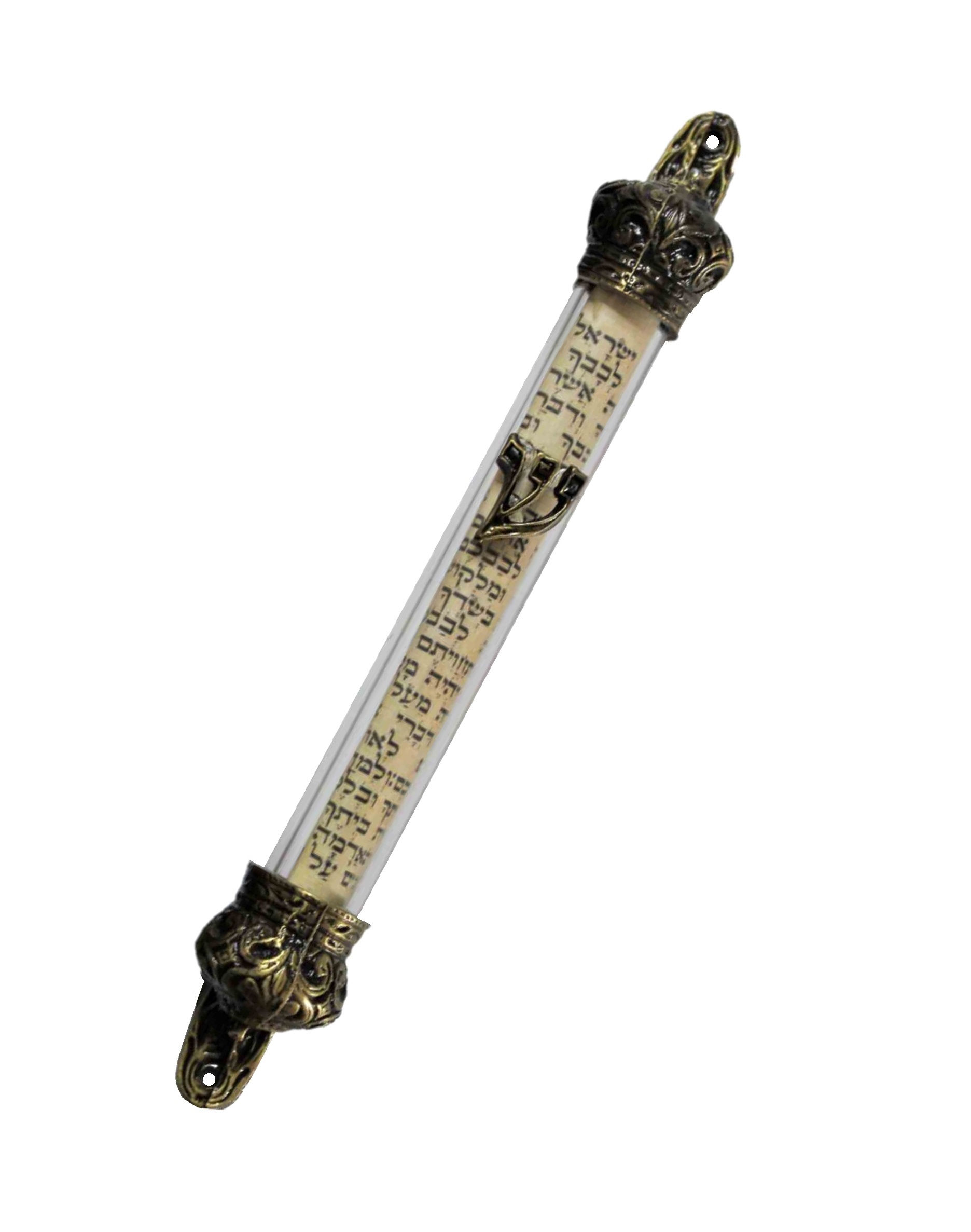 בית מזוזת זכוכית מהודרת תבליט שדי מעוטר 10 ס"מ