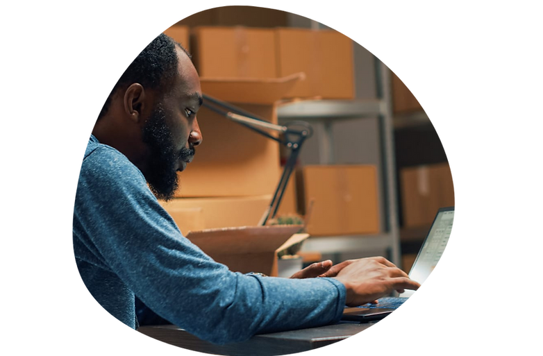 A man using his laptop