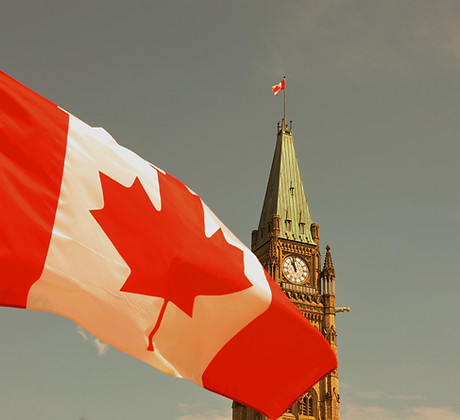 Canadian flag waving in front of the Par