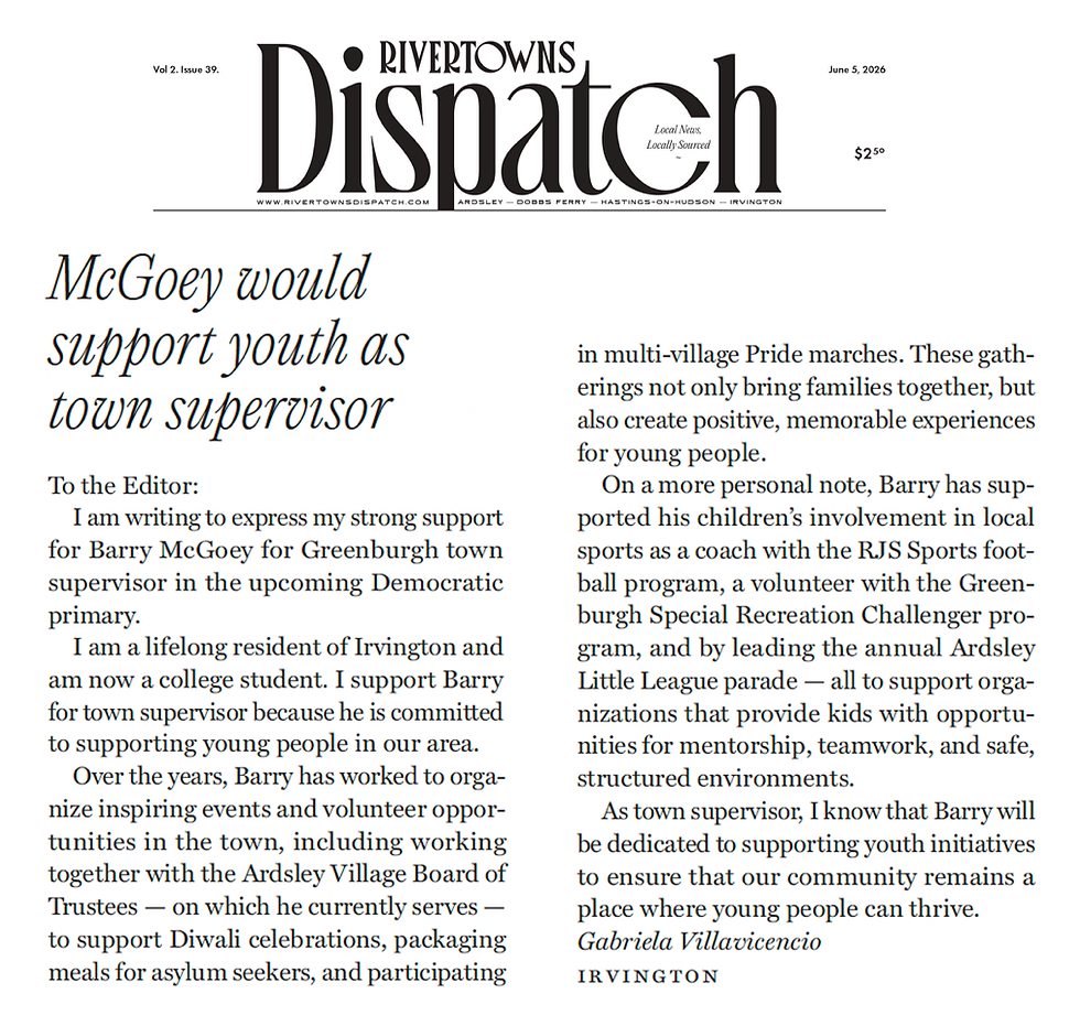 McGoey Would Support Youth As Town Supervisor