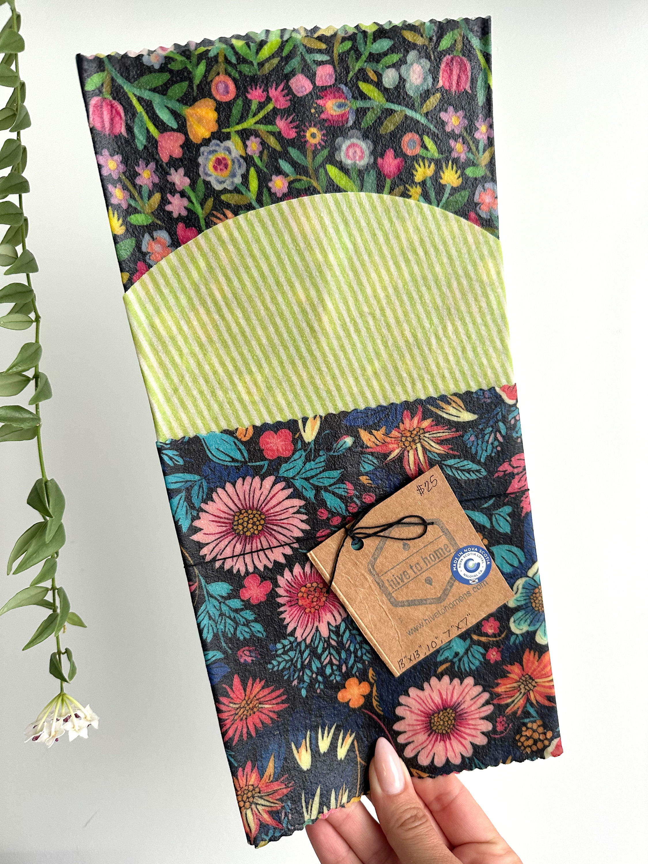 Mixed Beeswax Wrap Set (13"x13", 10", 7"x7") – Florals and Stripes
