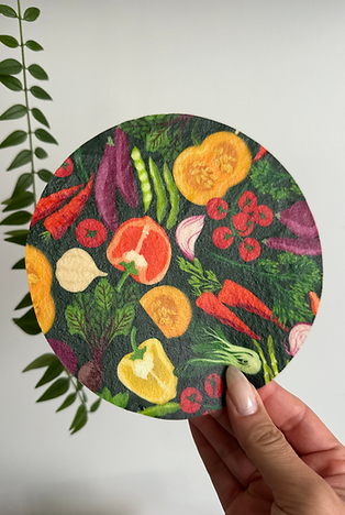 Vegetable Print Beeswax Wraps - Round, Square, Casserole